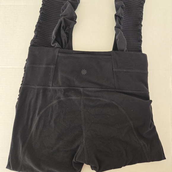 Athleta Black Ruched Mesh Hem Crop Leggings Small - Picture 3 of 3